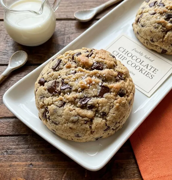 Galleta grande con trozos de chocolate y sal en escamas